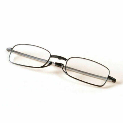 Compact Folding Reading Glasses Black Frame +1.5/+2.0 Men with Case