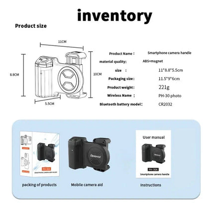 Universal Bluetooth Camera Grip Selfie Shutter Stabilizer for Smartphones
