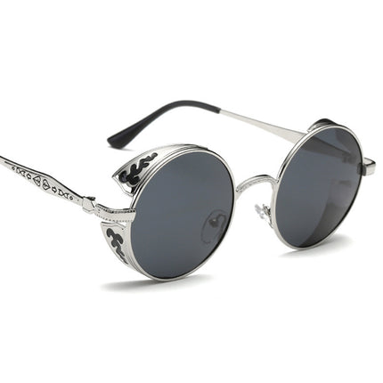 Steampunk Polarized Sunglasses UV400 Retro Round Driving Glasses for Men Women