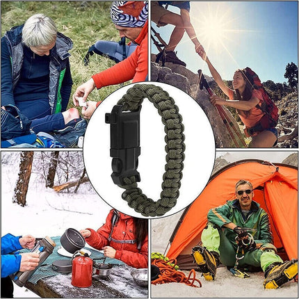 5-in-1 Survival Bracelet: Paracord, Compass, Whistle, Fire Starter, Cutter for Outdoor