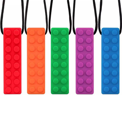 5pcs Sensory Chew Necklace for Kids & Adults, Autism ADHD Biting Gem Teething Relief Toy