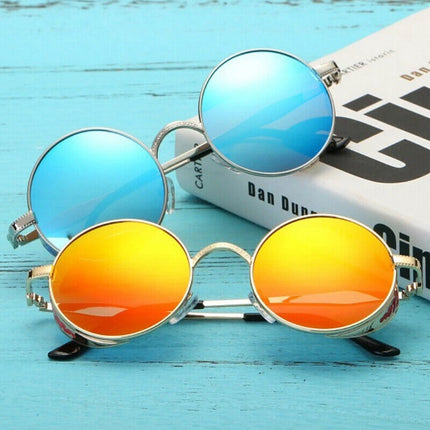 Steampunk Polarized Sunglasses UV400 Retro Round Driving Glasses for Men Women