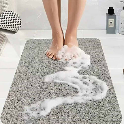 Grey Loofah Non Slip Quick Dry Bath Mat Super Absorbent Anti Mould 60x40cm
