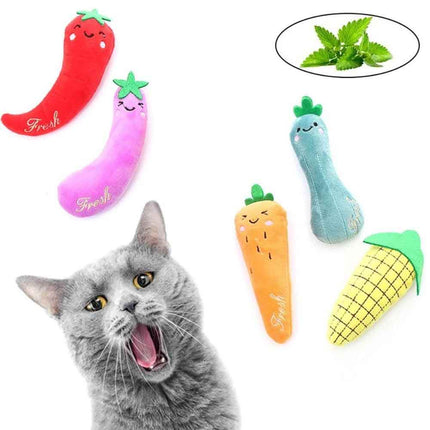 5PCS Catnip Teeth Grinding Toy Set, Funny Interactive Plush Cat Chewing Vocal Toy
