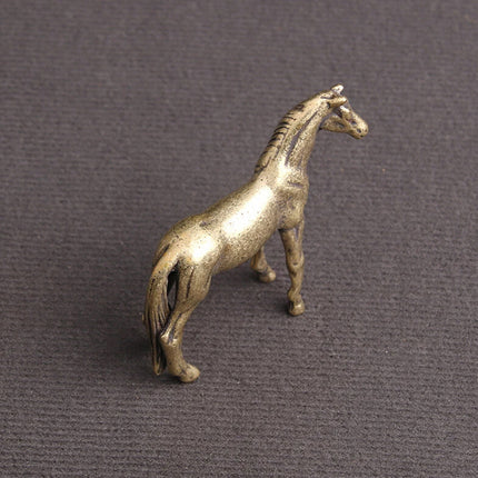 Solid Brass Horse Steed Statue Year of Horse Figurine Tea Pet Home Decor