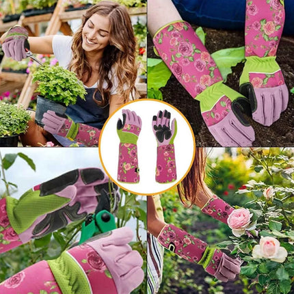 Women’s Thorn Proof Leather Gauntlet Gloves - Long Sleeve Garden
