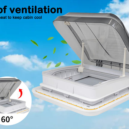 400mm x 400mm Roof Hatch with Skylight | Built-In Blind & LED Light for Caravan, Motorhome, RV
