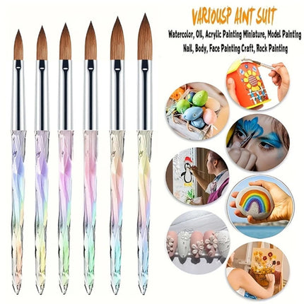 6Pcs Acrylic Powder Nail Art Brush Set Kolinsky Sable Brushes