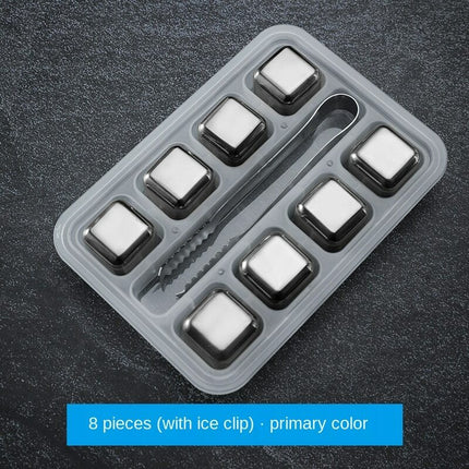 Reusable Stainless Steel Ice Cubes Chilling Rocks with Tong for Whiskey