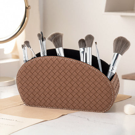PU Leather Remote & Phone Storage Box Desk Organizer Holder for Home
