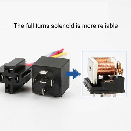 5PCS 24V 40A 4-Pin SPDT Automotive Relay Kit with Wiring Harness Sockets