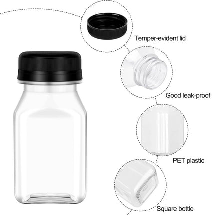 10PCS 4oz Mini Clear Juice Bottles – Food Grade PET Plastic