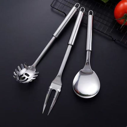 10Pcs Stainless Steel Cookware Set: Utensils & Serving Spoons