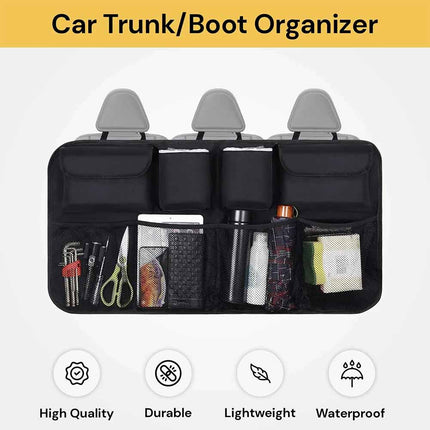 Car Back Seat Organizer with Tablet Pocket - 10-Pocket Hanging Storage for Toys, Books & Travel Essentials