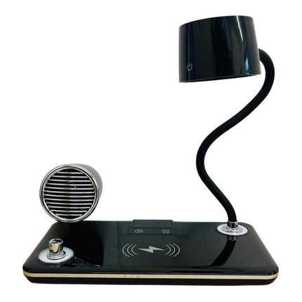 Wireless Charger LED Desk Lamp, 4 in 1 with Bluetooth Speaker, Alarm Clock & Charging Port