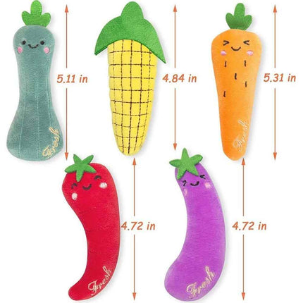 5PCS Catnip Teeth Grinding Toy Set, Funny Interactive Plush Cat Chewing Vocal Toy