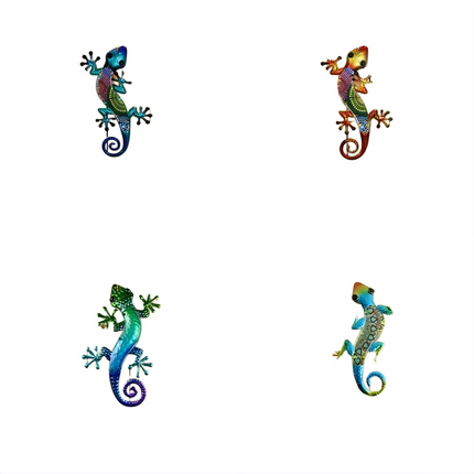 4X Colorful Gecko Wall Art – Lizard Fence Garden Decor