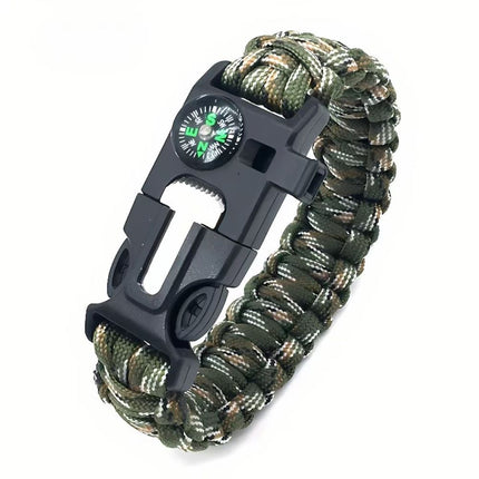 5-in-1 Survival Bracelet: Paracord, Compass, Whistle, Fire Starter, Cutter for Outdoor