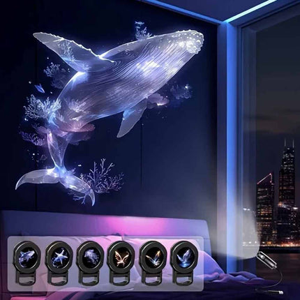 USB LED Projector Night Light 6 Patterns Whale Jellyfish Butterfly Kids Gift