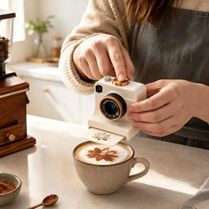 3D Printed Latte Art Camera Coffee Powder Printer with Stencil Cards