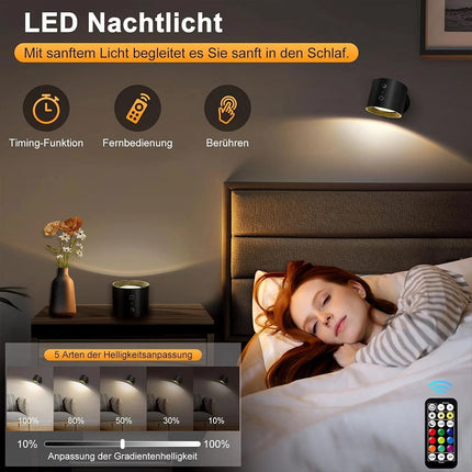 Rechargeable RGB Magnetic LED Wall Sconce Night Lamp with Remote