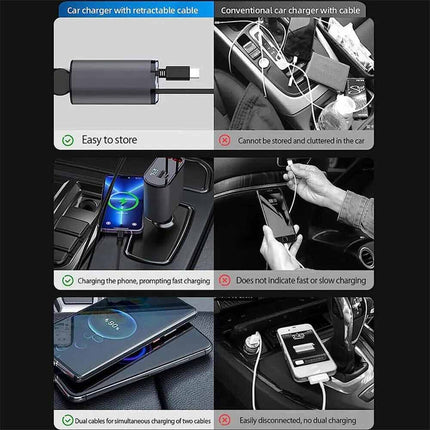 4-in-1 Universal Car Charger with Dual USB-C Ports, Fast Charging for iPhone & All Phones