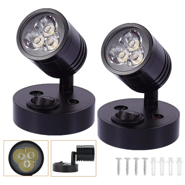 2x 12V LED Reading Spot Lights for Interior Use in Caravan, Camper, Motorhome, and Boat