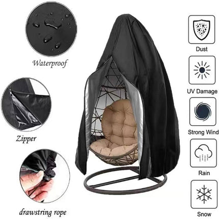 210D Waterproof Oxford Outdoor Hanging Egg Chair Cover – Heavy Duty Dust & Rain Protection, Universal Fit for Patio Garden