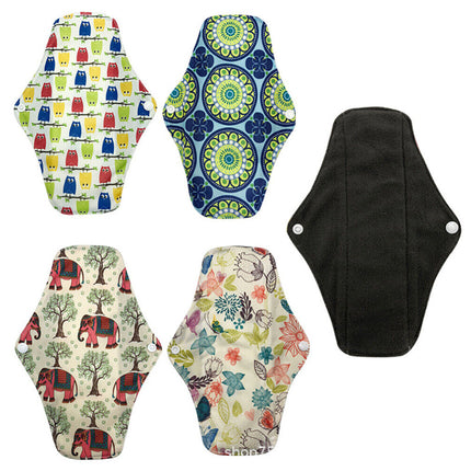 7Pcs Reusable Washable Bamboo Cloth Eco Sanitary Towels Period Pads