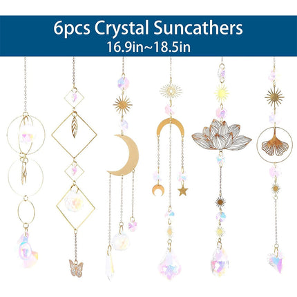 6PCS Lotus Crystal Suncatcher Prism Window Hanging for Witchy Decor