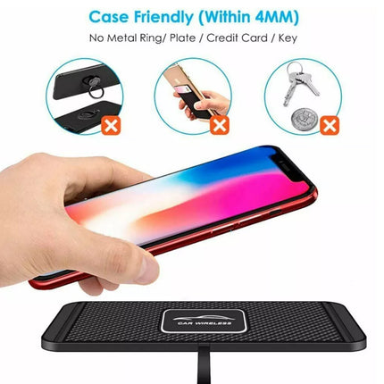 Car Wireless Fast Charging Mat Non-Slip Pad Holder with 1M Cable