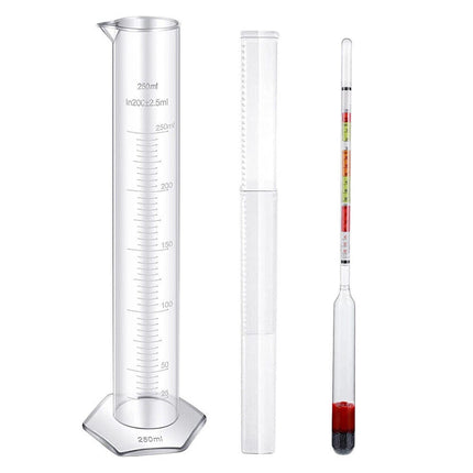 Triple Scale Alcohol Hydrometer & Test Jar for Home Brew Wine