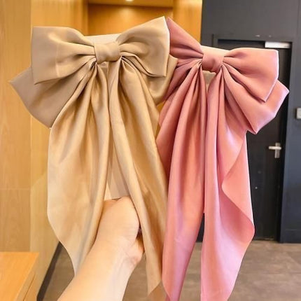 Large Satin Ribbon Bow Hair Clip for Women Girls Barrette