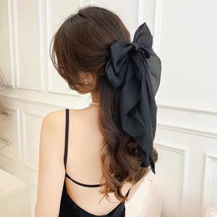 Large Satin Ribbon Bow Hair Clip for Women Girls Barrette