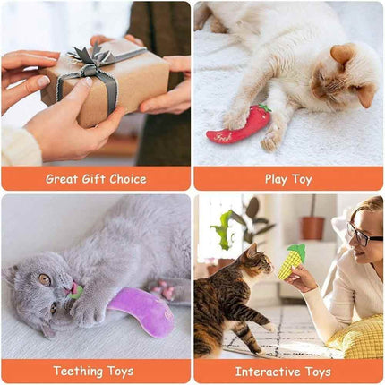 5PCS Catnip Teeth Grinding Toy Set, Funny Interactive Plush Cat Chewing Vocal Toy
