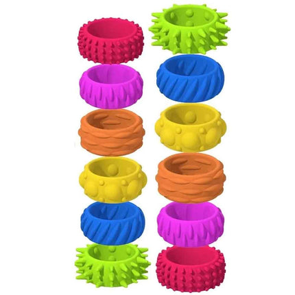 12 Pcs Textured Sensory Rings – Fidget Toy for All Ages, Multicolor