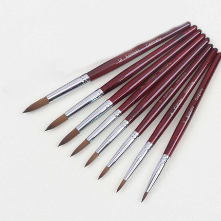 Crystal Pink Metal Handle Acrylic Nail Brush Set – 9PCS Kolinsky Sable Hair for Acrylic Liquid & Powder