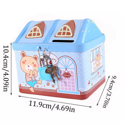 Boys Girls House Shape Metal Coin Bank for Kids Saving Money Unicorn