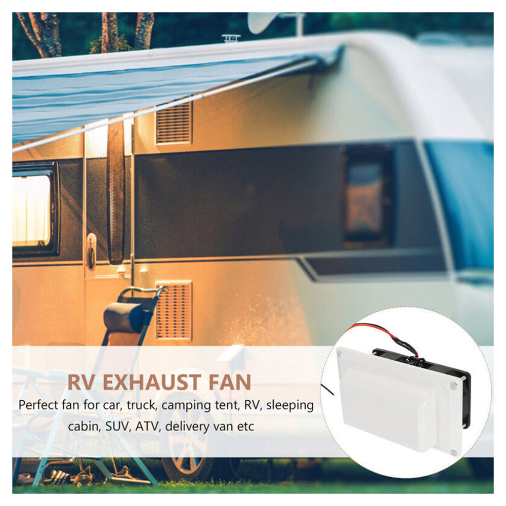 12V 15W RV Side Vent Fan | Powered Roof Ventilation Exhaust Fan for Motorhome, Caravan, Camper Trailer