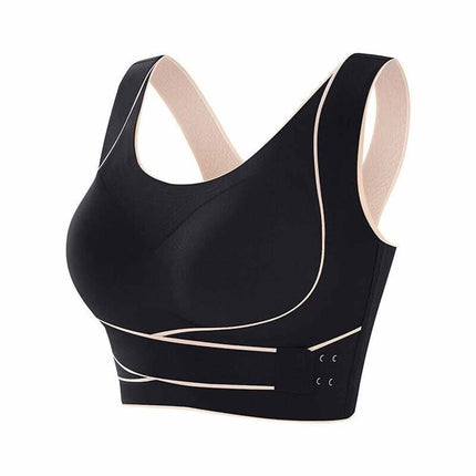 Women's Comfy Front Cross Seamless Corset Bra with Side Buckle Smooth Liner