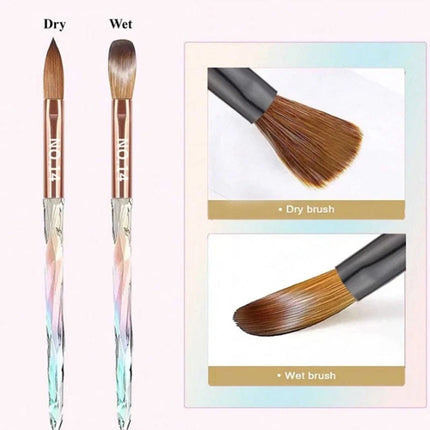 6Pcs Acrylic Powder Nail Art Brush Set Kolinsky Sable Brushes