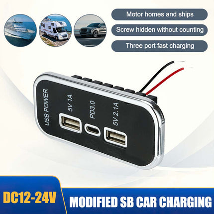 30W PD + QC 3.0 USB Car Charger, 12V/24V Fast Charging Adapter for Car/Truck, 36W Total Output