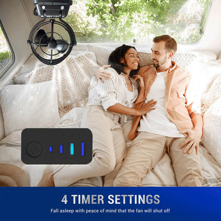 12V/24V DC Ceiling Fan with Remote - Ultra-Quiet 360° Airflow, Bladeless Safe Design for RV, Caravan, Boat, Camper