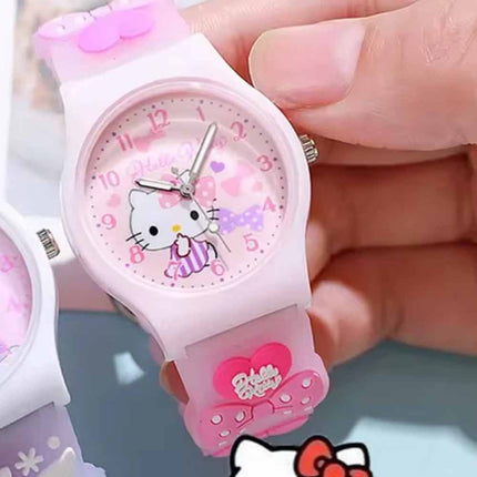 Cartoon Little Girls Watch Kids Cute Kitty Analog Quartz Timepiece