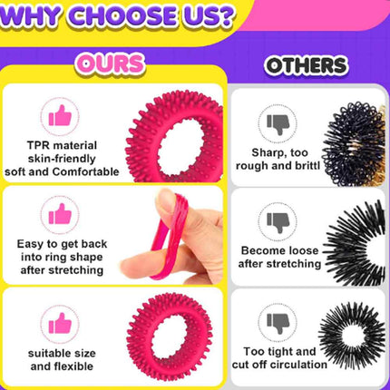 12 Pcs Textured Sensory Rings – Fidget Toy for All Ages, Multicolor