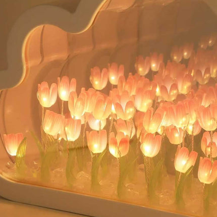 Handmade Cloud Tulip LED Lamp - Flower Night Light for Home Mirror Decor
