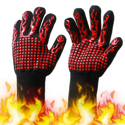 2X 1472°F Heat Resistant Oven BBQ Gloves 35cm Silicone Kitchen Mitts