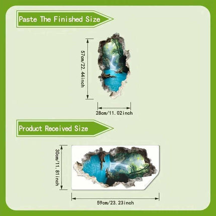 3D Waterfall Landscape Wall Sticker Scenic Decal for Bedroom Home Decor