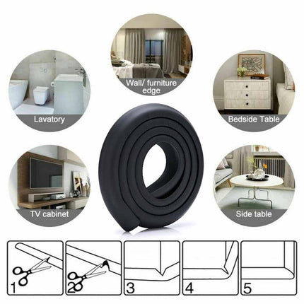 2M Black Baby Safety Foam Table Edge Corner Protector Guard Strip Bumper