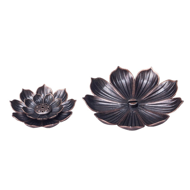 2X Blooming Lotus Incense Holder Ash Catcher for Sticks & Cones